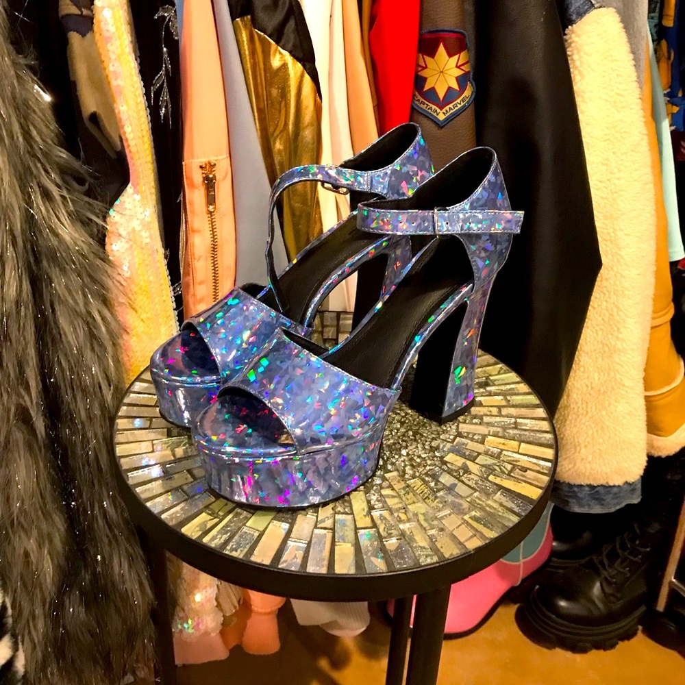 Dolls Kill HOROSCOPZ Holographic Heels
